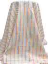 White/Marigold/Iceberg Blue/Multi 100% Linen Vertical Stripe Weave Shirt Weight Woven - NY Designer - 60W