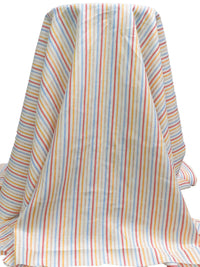 White/Marigold/Iceberg Blue/Multi 100% Linen Vertical Stripe Weave Shirt Weight Woven - NY Designer - 60W