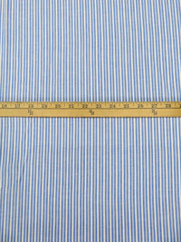 Dark Cornflower/White 100% Cotton Vertical Stripe Open Weave Shirting - NY Designer - 58W