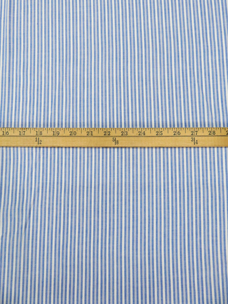 Dark Cornflower/White 100% Cotton Vertical Stripe Open Weave Shirting - NY Designer - 58W