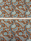 Saddle Brown/Steel Teal/Manilla/Multi Cotton/Lycra Folk Floral Vines Print Lawn - NY Designer - 56W