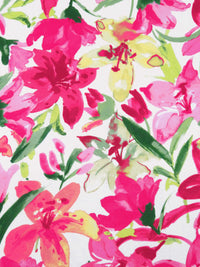 Off-White/French Fuchsia/Light Yellow/Multi Polyester/Lycra Artistic Floral Print Crepe Techno Knit 56W