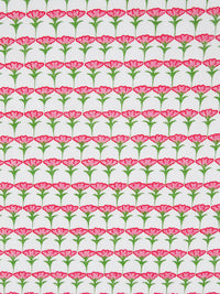 White/Fern Green/Light Coral/Multi 100% Cotton Floral Rows Print Lawn - NY Designer - 60W