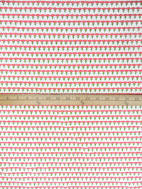 White/Fern Green/Light Coral/Multi 100% Cotton Floral Rows Print Lawn - NY Designer - 60W