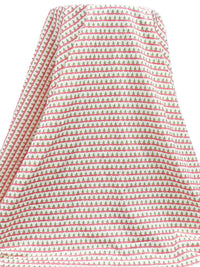 White/Fern Green/Light Coral/Multi 100% Cotton Floral Rows Print Lawn - NY Designer - 60W
