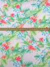 Pale Pink/Mint/Amaranth/Multi 100% Cotton Tropical Floral & Fauna Print Sateen Shirting - NY Designer - 60W