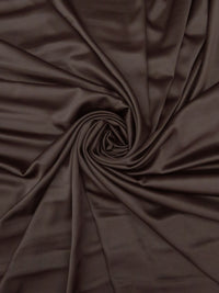 Dark Chocolate Brown Polyester/Lycra Stretch Satin Twill Suiting - Famous Dress Designer - 58W