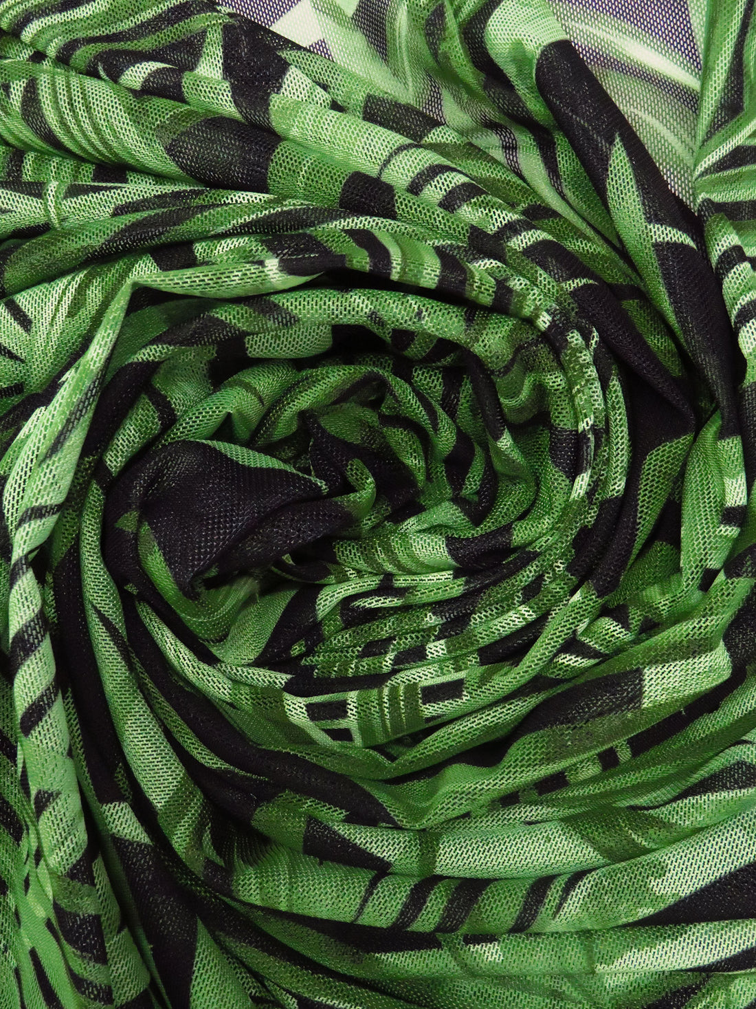 Dark Green/Light Green/Black/Multi Nylon/Lycra Tropical Leaf Print Mesh Knit 60W