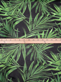 Dark Green/Light Green/Black/Multi Nylon/Lycra Tropical Leaf Print Mesh Knit 60W