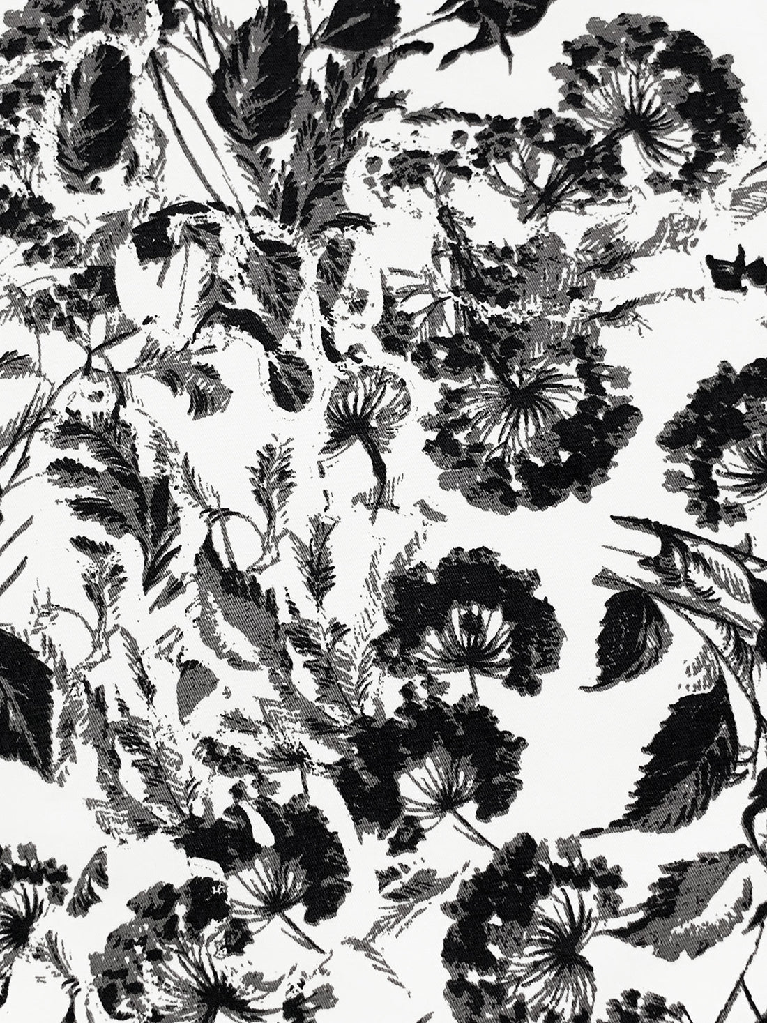 White/Gray/Black Cotton/Lycra Floral Print Stretch Twill Bottom Weight Woven - NY Designer - 56W