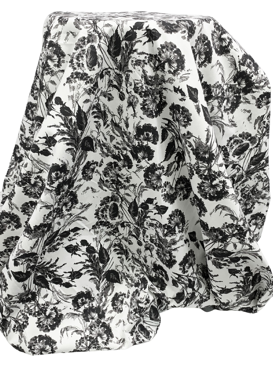 White/Gray/Black Cotton/Lycra Floral Print Stretch Twill Bottom Weight Woven - NY Designer - 56W