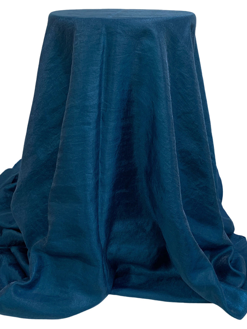 Deep Sea Blue Rayon/Nylon Shimmer Satin - Famous Dress Designer - 54W