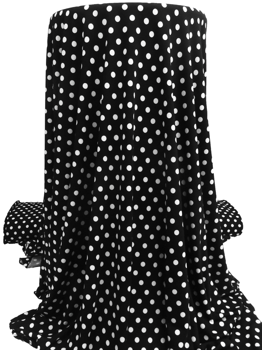 Black/White Polyester/Lycra Polka Dot Print DTY Knit 62W