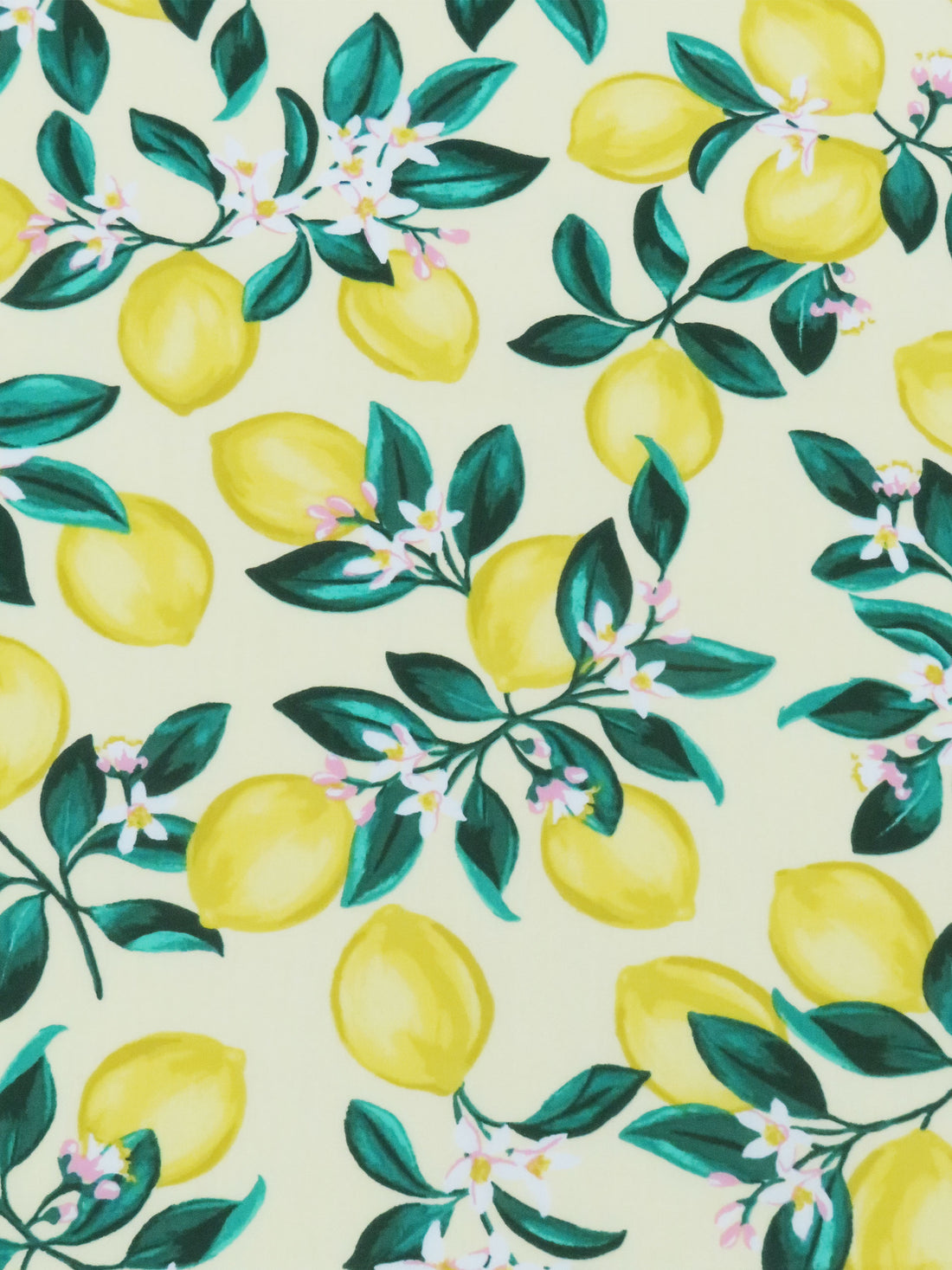 Lemon/Jungle Green/Pale Flax/Multi Cotton/Rayon Lemon Bunches Print Lawn - NY Designer - 54W
