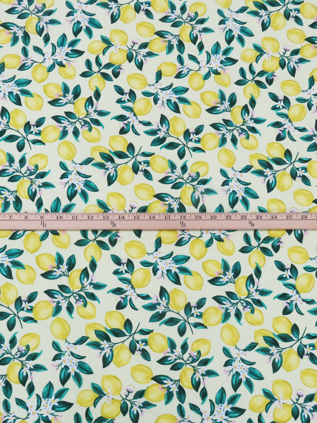Lemon/Jungle Green/Pale Flax/Multi Cotton/Rayon Lemon Bunches Print Lawn - NY Designer - 54W