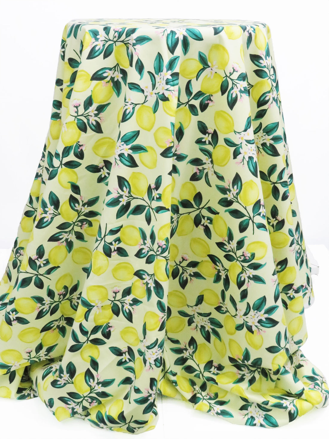 Lemon/Jungle Green/Pale Flax/Multi Cotton/Rayon Lemon Bunches Print Lawn - NY Designer - 54W