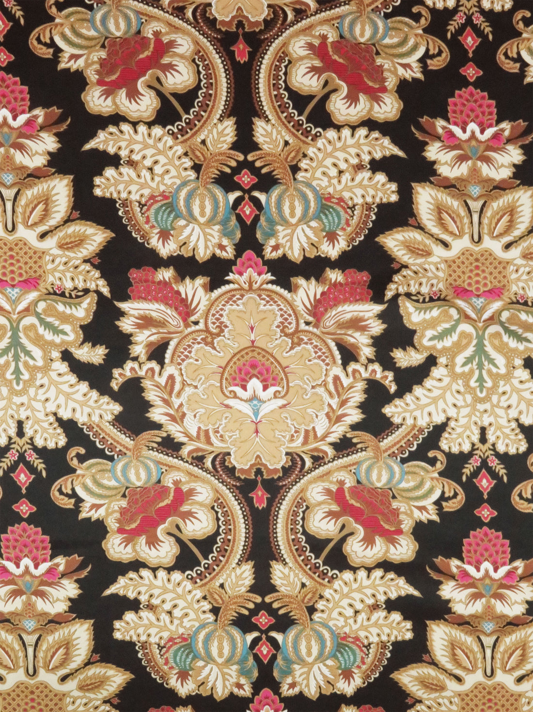 Parchment/Cauldron Black/Dark Sage/Multi Recycled Polyester/Polyester Ornate Damask Print Charmeuse - NY Designer - 56W