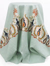 SOLD BY THE PANEL ONLY - Sea Glass Green/Pale Petal Pink/Willow Brown/Multi 100% Rayon Damask Paisley Print Twill Challis - NY Designer - 58W