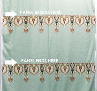 SOLD BY THE PANEL ONLY - Sea Glass Green/Pale Petal Pink/Willow Brown/Multi 100% Rayon Damask Paisley Print Twill Challis - NY Designer - 58W