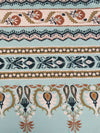 SOLD BY THE PANEL ONLY - Sea Glass Green/Pale Petal Pink/Willow Brown/Multi 100% Rayon Ornate Horizontal Multi Stripe Print Twill Challis - NY Designer - 56W