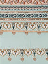 SOLD BY THE PANEL ONLY - Sea Glass Green/Pale Petal Pink/Willow Brown/Multi 100% Rayon Ornate Horizontal Multi Stripe Print Twill Challis - NY Designer - 56W