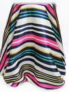 Stone/Navy/Highlighter Pink/Multi 100% Polyester Horizontal Stripe Print Mikado Twill - Famous Dress Designer - 56W