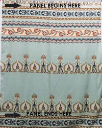 SOLD BY THE PANEL ONLY - Sea Glass Green/Pale Petal Pink/Willow Brown/Multi 100% Rayon Ornate Horizontal Multi Stripe Print Twill Challis - NY Designer - 56W