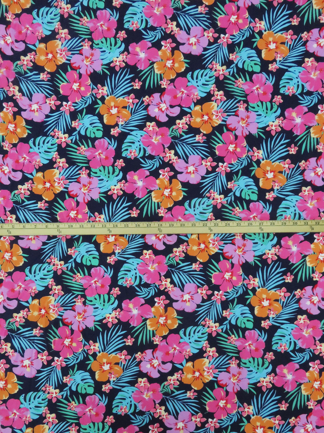 Navy/Orchid Pink/Fruit Punch/Multi 100% Rayon Tropical Floral Print Challis - NY Designer - 58W