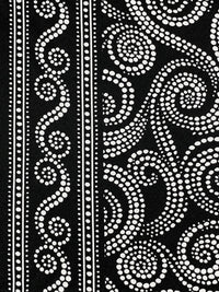 Black/White Polyester/Lycra Double Border Dotted Swirls Print Satin Twill Suiting - Famous Dress Designer - 54W