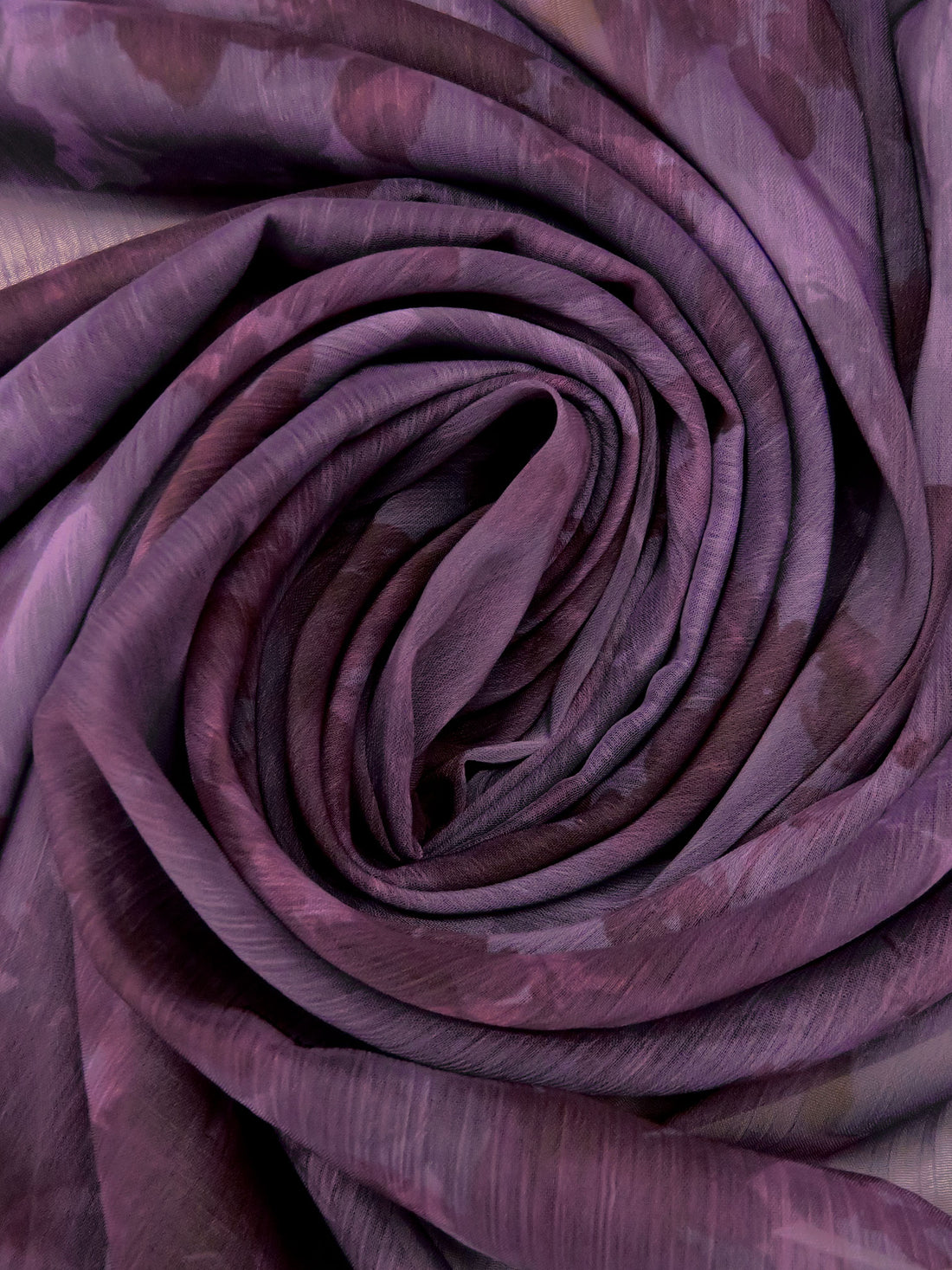 Plum/English Violet/Temptress Purple/Multi 100% Polyester Watercolor Floral Print Crinkle Chiffon 56W