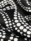 Black/White Polyester/Lycra Double Border Dotted Swirls Print Satin Twill Suiting - Famous Dress Designer - 54W