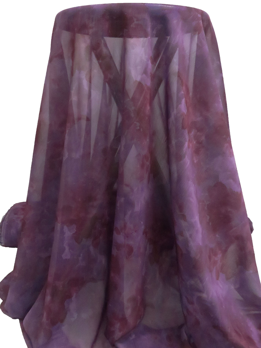Plum/English Violet/Temptress Purple/Multi 100% Polyester Watercolor Floral Print Crinkle Chiffon 56W