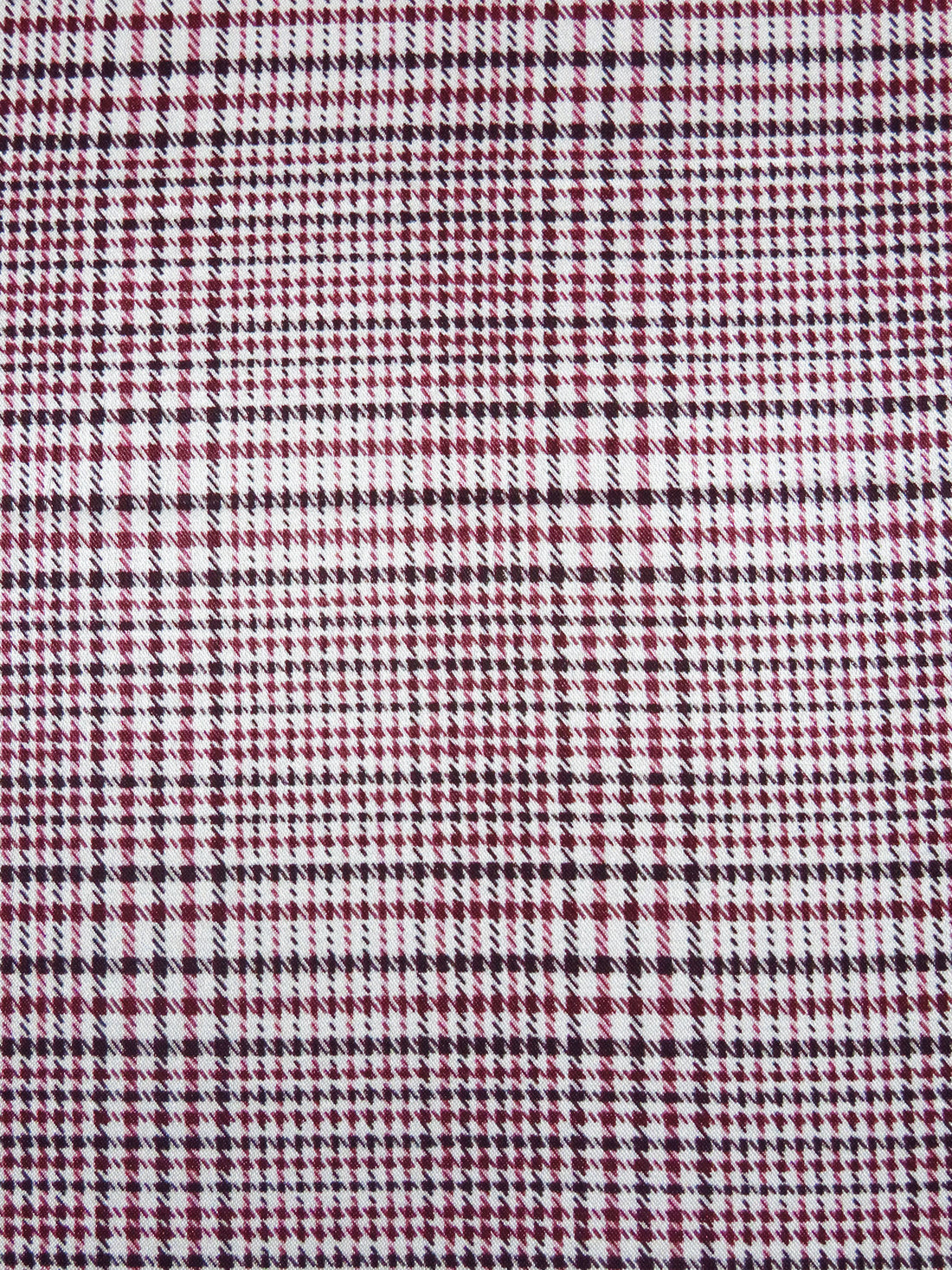 White/Burgundy/Black Polyester/Lycra Abstract Plaid Print Stretch Charmeuse 57W