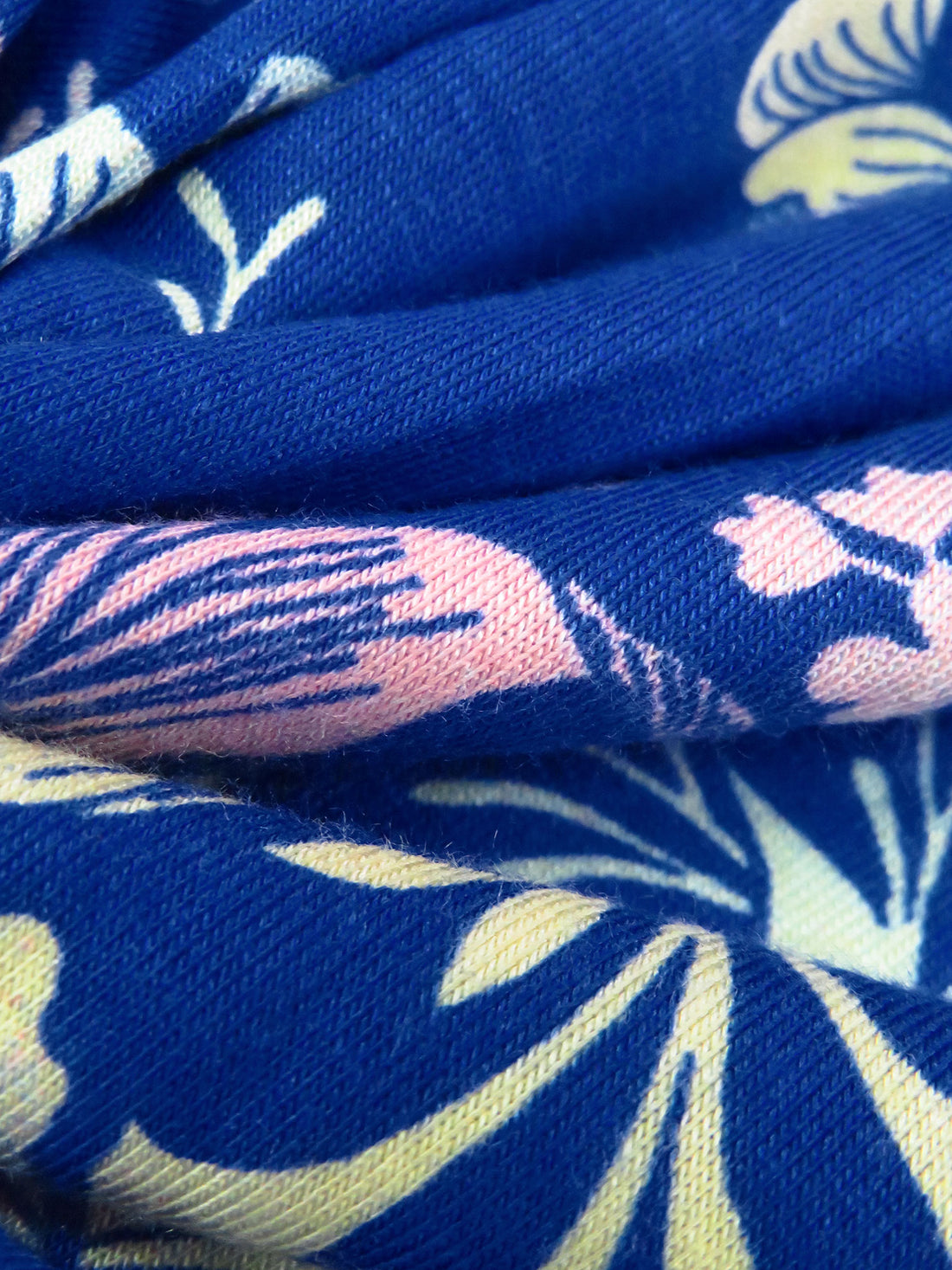Catalina Blue/Rose Pink/Light Lemon/Multi Rayon/Lycra Artistic Floral Print Jersey Knit - NY Designer - 66W