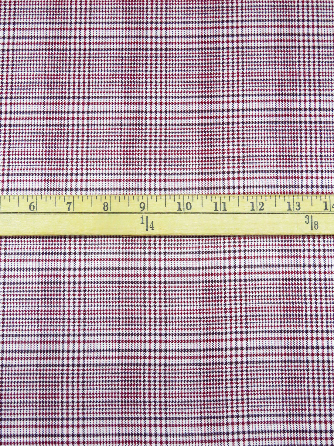 White/Burgundy/Black Polyester/Lycra Abstract Plaid Print Stretch Charmeuse 57W