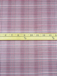 White/Burgundy/Black Polyester/Lycra Abstract Plaid Print Stretch Charmeuse 57W