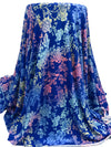 Catalina Blue/Rose Pink/Light Lemon/Multi Rayon/Lycra Artistic Floral Print Jersey Knit - NY Designer - 66W