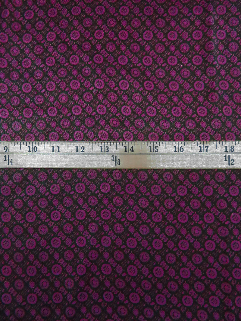 Warm Black/Dark French Plum 100% Rayon Abstract Medallion Print Twill - NY Designer - 60W