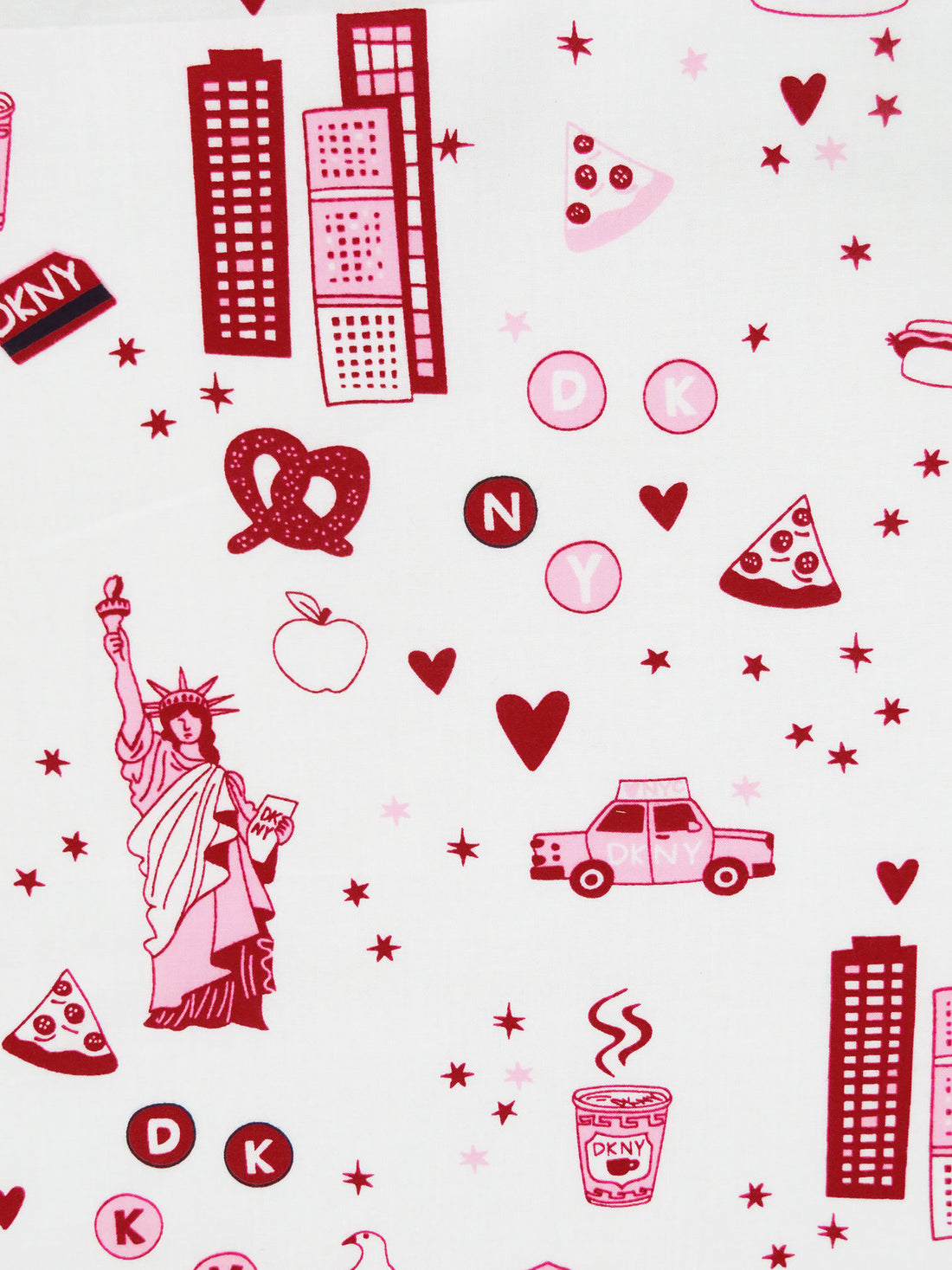 White/Ruby Red/Cotton Candy/Black 100% Cotton Big City Fun Print Lawn - NY Designer - 52W