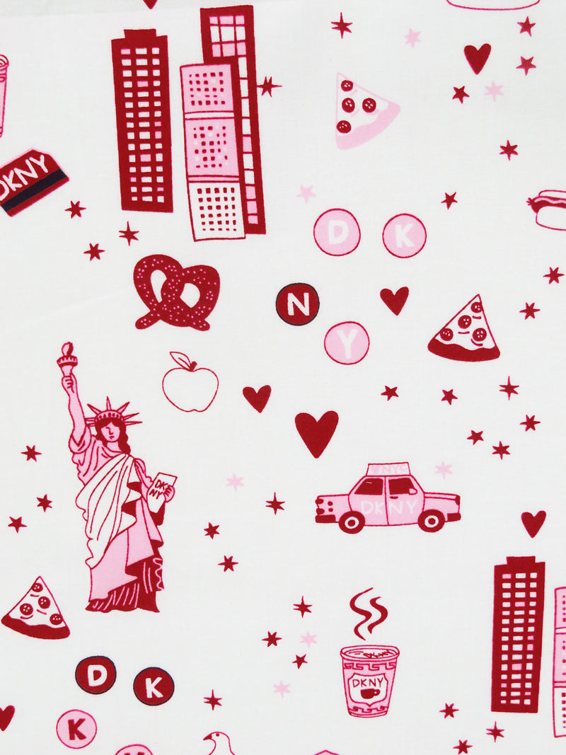 White/Ruby Red/Cotton Candy/Black 100% Cotton Big City Fun Print Lawn - NY Designer - 52W