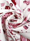 White/Ruby Red/Cotton Candy/Black 100% Cotton Big City Fun Print Lawn - NY Designer - 52W