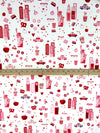 White/Ruby Red/Cotton Candy/Black 100% Cotton Big City Fun Print Lawn - NY Designer - 52W