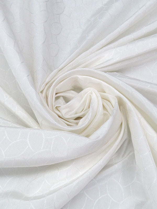 Antique White 100% Silk Leaf Design Jacquard Taffeta 53W