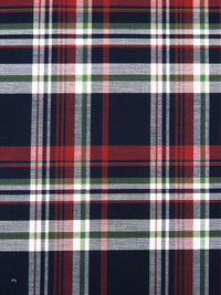 Maroon/Navy/Off-White/Olive 100% Cotton Plaid Shirting - NY Designer - 56W