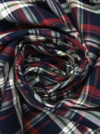 Maroon/Navy/Off-White/Olive 100% Cotton Plaid Shirting - NY Designer - 56W