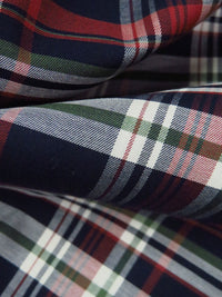 Maroon/Navy/Off-White/Olive 100% Cotton Plaid Shirting - NY Designer - 56W