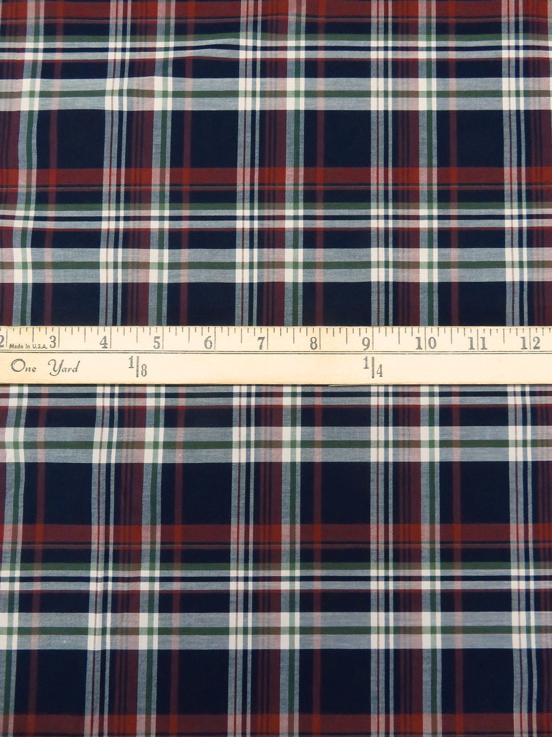 Maroon/Navy/Off-White/Olive 100% Cotton Plaid Shirting - NY Designer - 56W