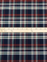 Maroon/Navy/Off-White/Olive 100% Cotton Plaid Shirting - NY Designer - 56W