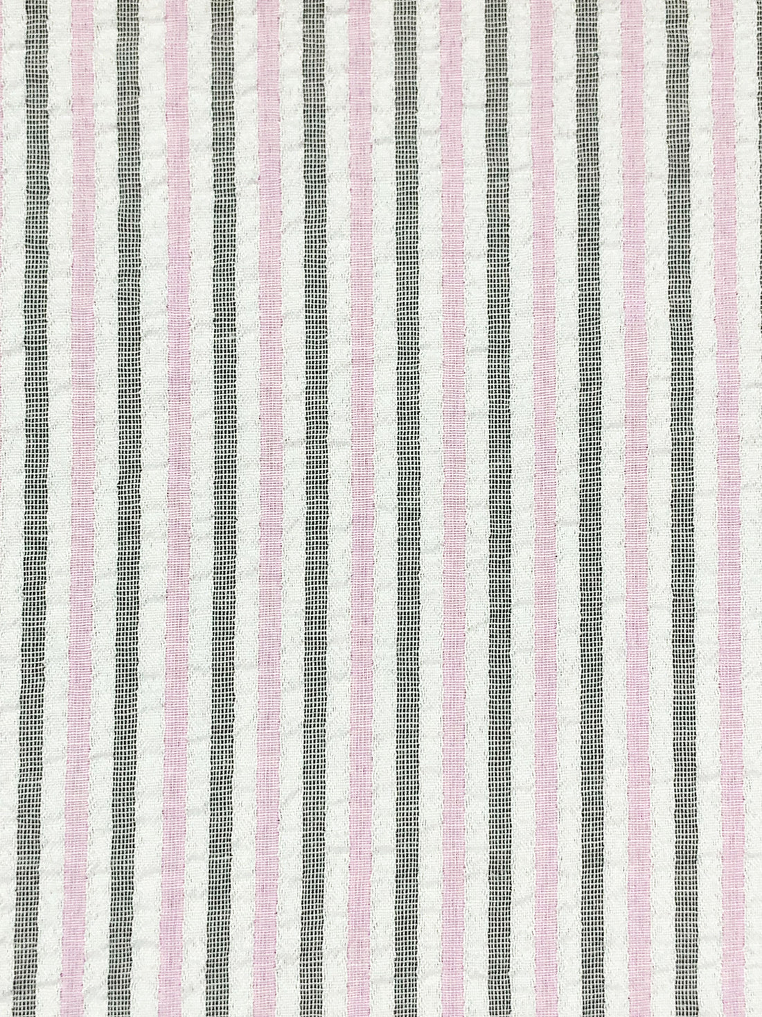 Orchid Pink/Black/White 100% Polyester Vertical Stripe Weave Seersucker Shirt Weight Woven 56W