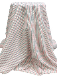 Strawberry Patch/Black/White 100% Polyester Vertical Stripe Weave Seersucker Shirt Weight Woven 56W